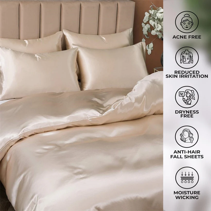 High End Mulberry Silk Duvet Cover Luxurious Double Sides 100% Silk Blanket Cover for Kids Adults 1 Piece Smooth Quilt Covers