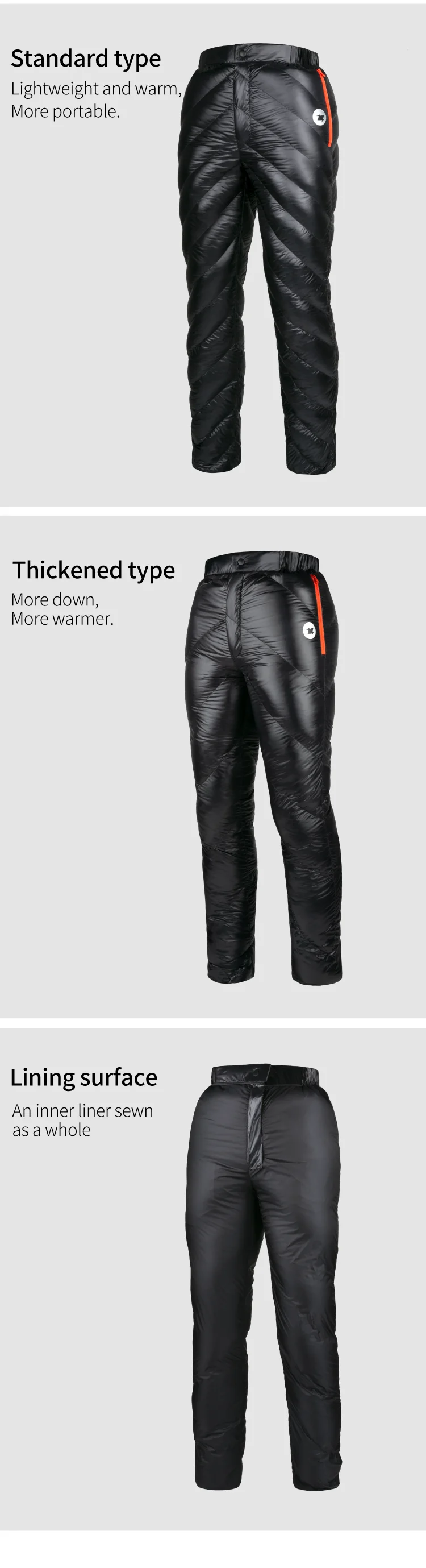AEGISMAX Upgraded Men Outdoor Camping Hking Winter Warm Ultralight Goose Down Pants 800FP Waterproof Nylon Trousers Unisex
