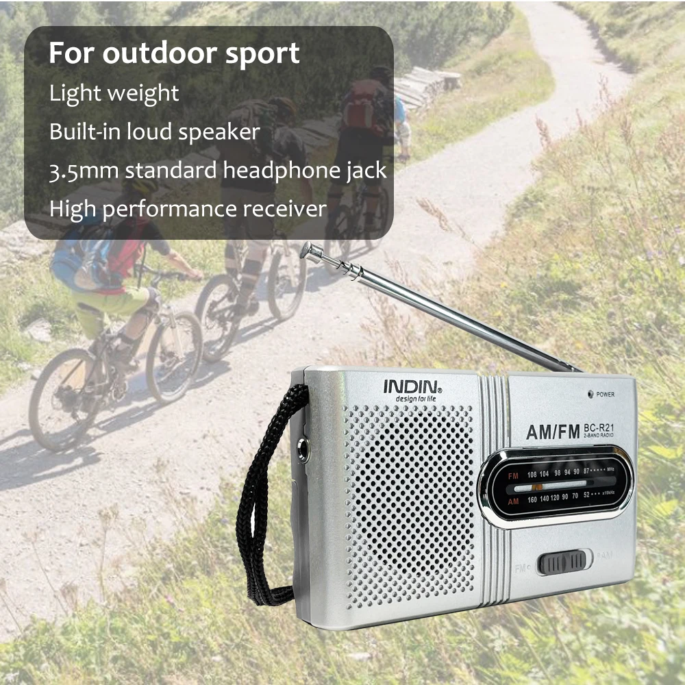 BC-R21 Portable Radio AM FM Battery Powered Longest Lasting Best Reception with Headphone Jack for Running Walking Emergency Use