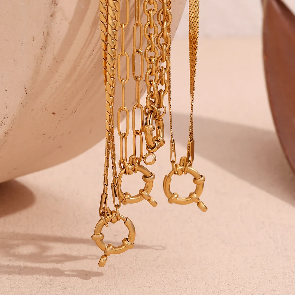 MamacitaSlay Classic Minimalist Blade Chain O-Chain Paper Clip Chain O-Chain Spring Buckle Stainless Steel Necklaces For Women