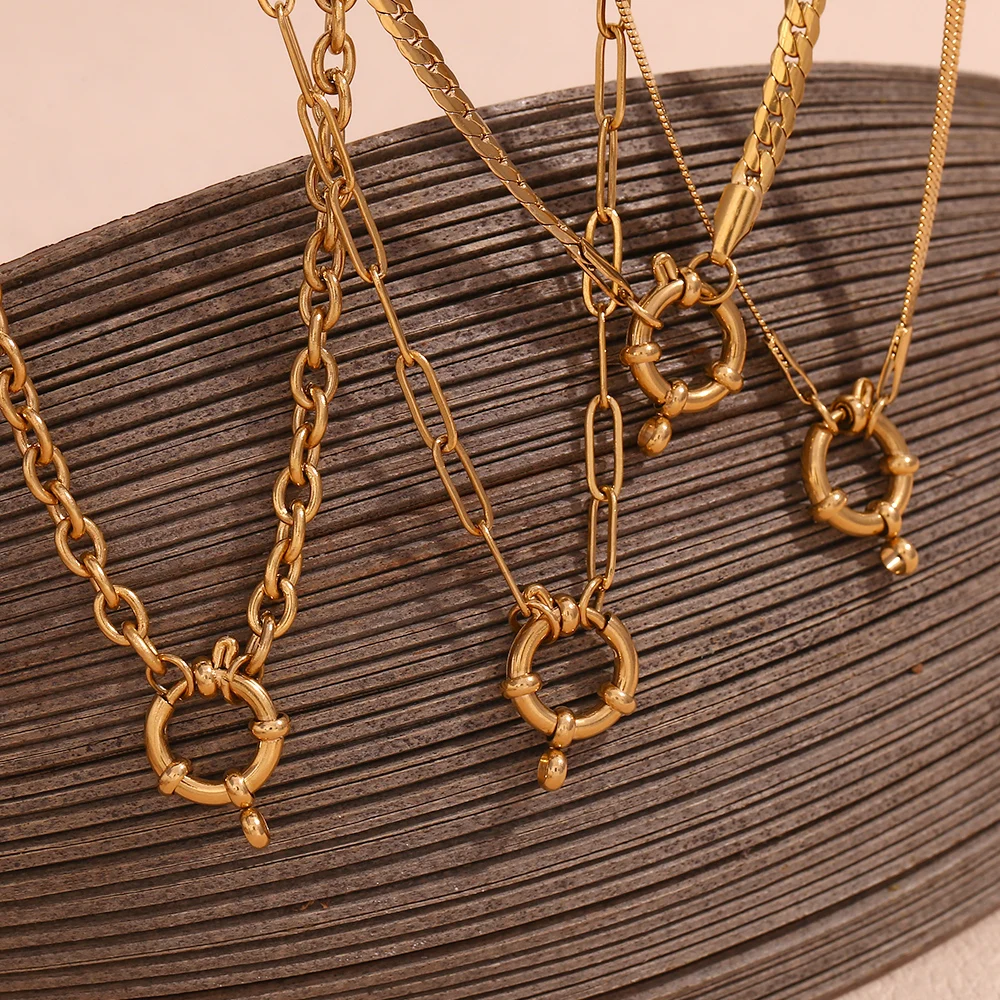 MamacitaSlay Classic Minimalist Blade Chain O-Chain Paper Clip Chain O-Chain Spring Buckle Stainless Steel Necklaces For Women