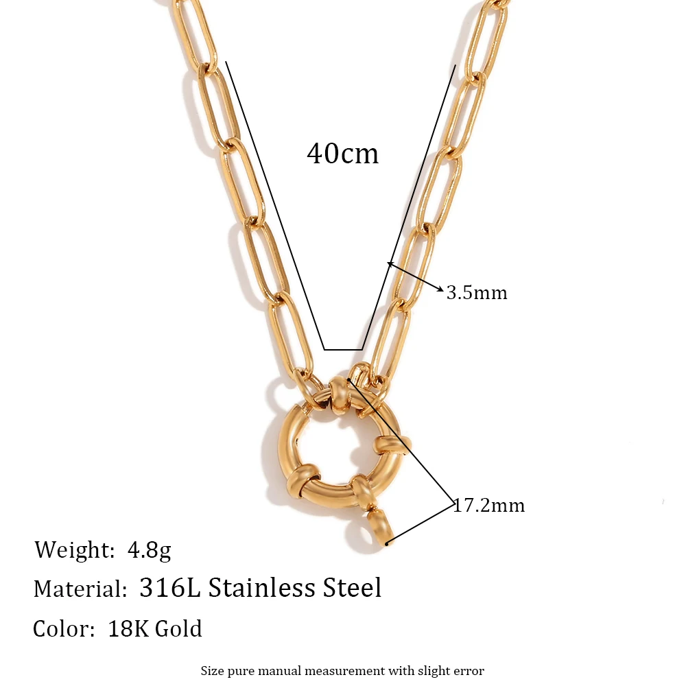 MamacitaSlay Classic Minimalist Blade Chain O-Chain Paper Clip Chain O-Chain Spring Buckle Stainless Steel Necklaces For Women