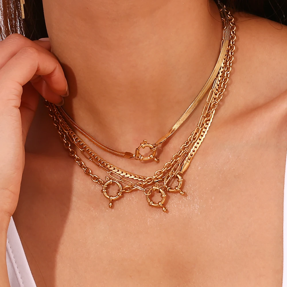 MamacitaSlay Classic Minimalist Blade Chain O-Chain Paper Clip Chain O-Chain Spring Buckle Stainless Steel Necklaces For Women