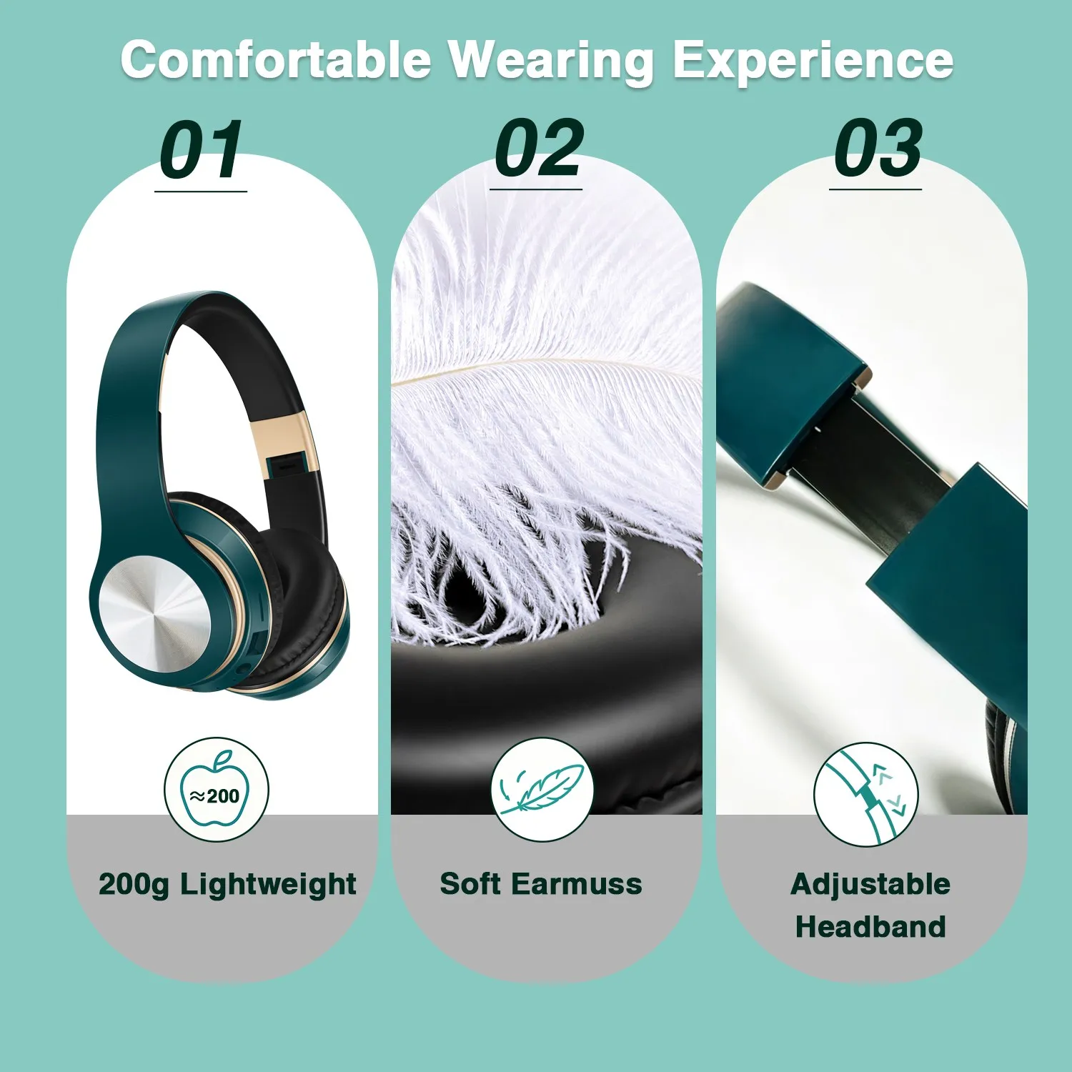 Wireless Bluetooth Headphones Noise Cancellation Headset Foldable Sport Earphone Game Headset with Microphone HI-FI Stereo Sound