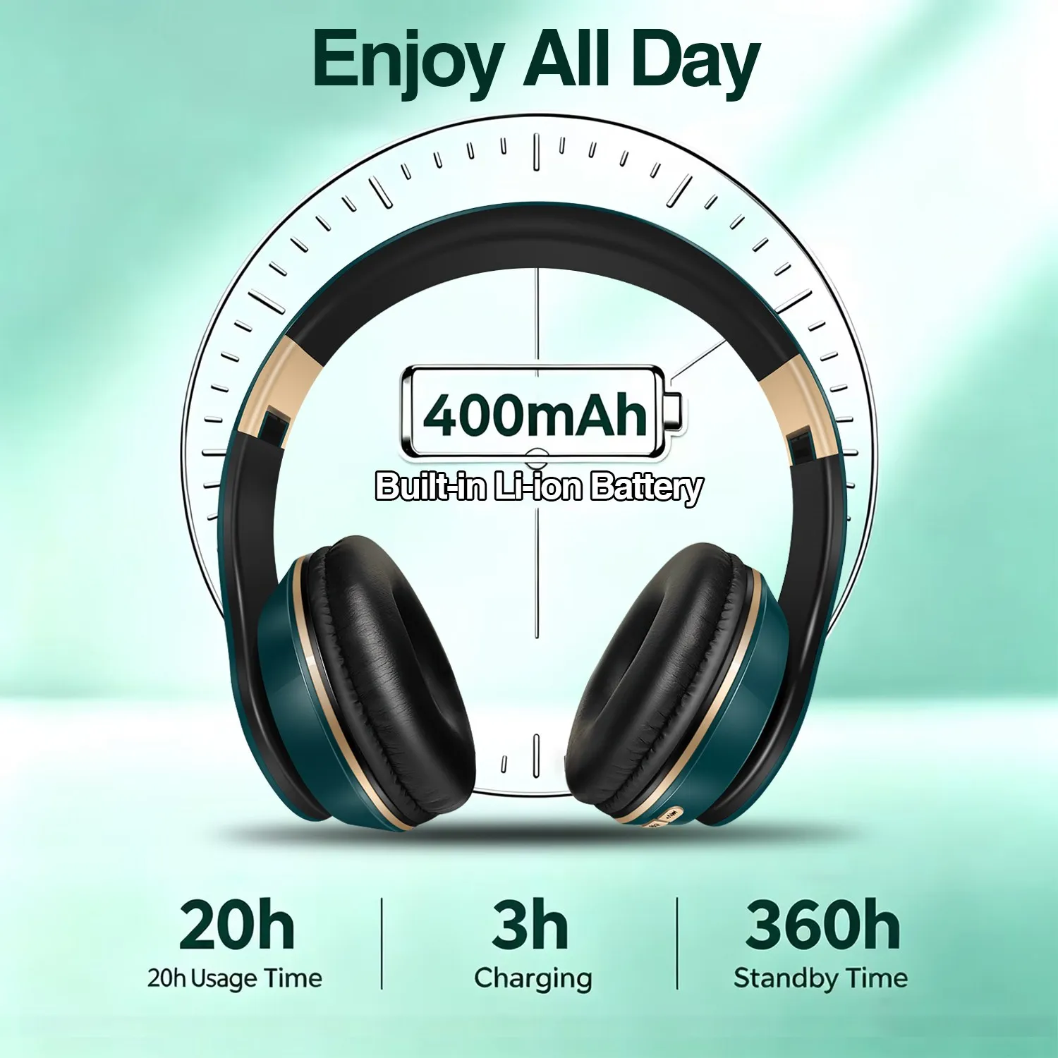Wireless Bluetooth Headphones Noise Cancellation Headset Foldable Sport Earphone Game Headset with Microphone HI-FI Stereo Sound