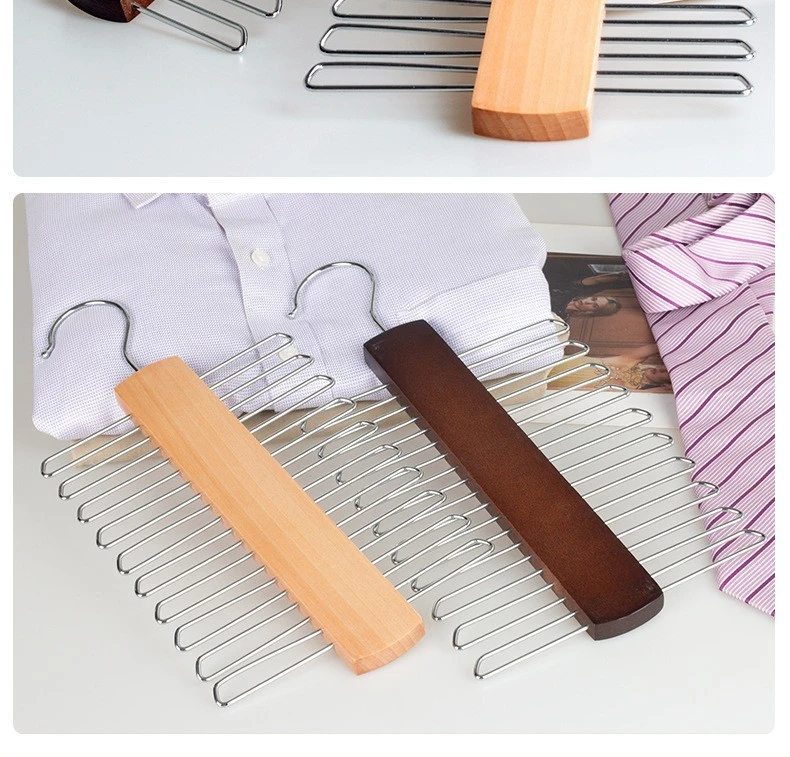 Ties Hanger Holder Rack Silk Scarf Belt Clothes Organizer Cabinet Wooden Storage Hanging Rack Storage Holder For Wardrobe Closet