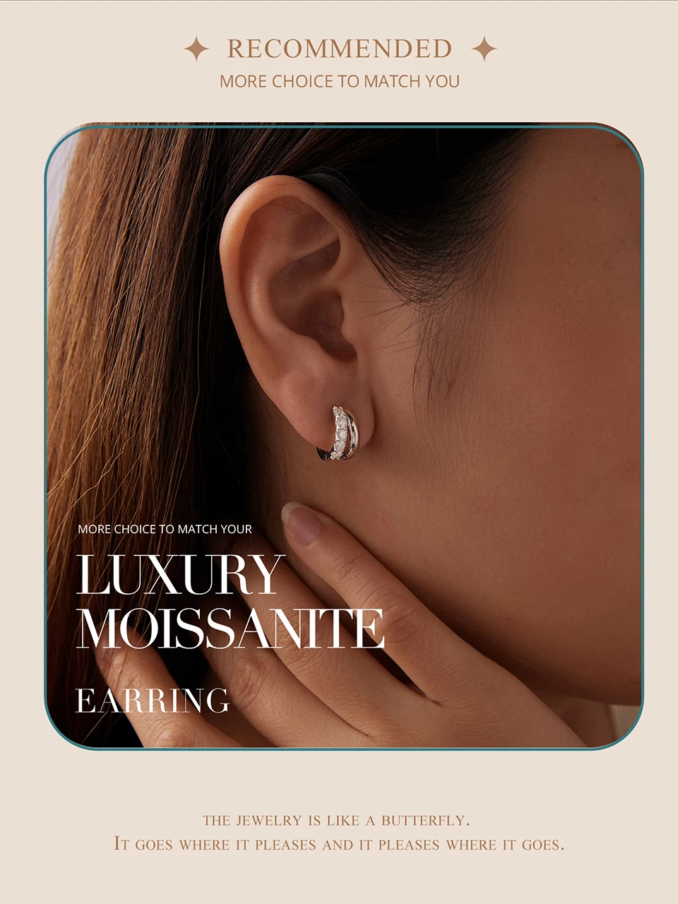 WOSTU Double-layer Moissanite Huggies Earrings For Women , 925 Sterling Silver 18K Gold Diamond Cut Sparkling Circle Earrings