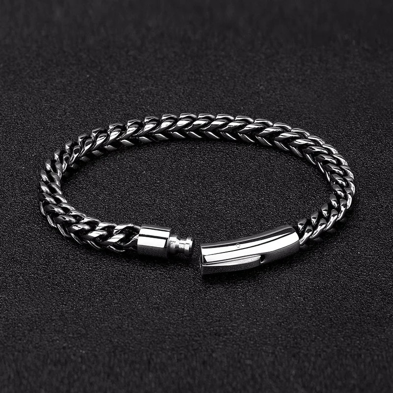 MKENDN Locomotive Men Punk Rock Bicycle Chain Bracelet 18k Gold Plated Stainless Steel Magnet Button Male Jewelry Gifts
