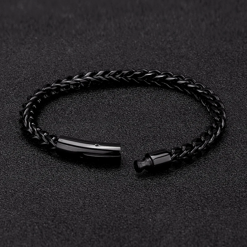 MKENDN Locomotive Men Punk Rock Bicycle Chain Bracelet 18k Gold Plated Stainless Steel Magnet Button Male Jewelry Gifts