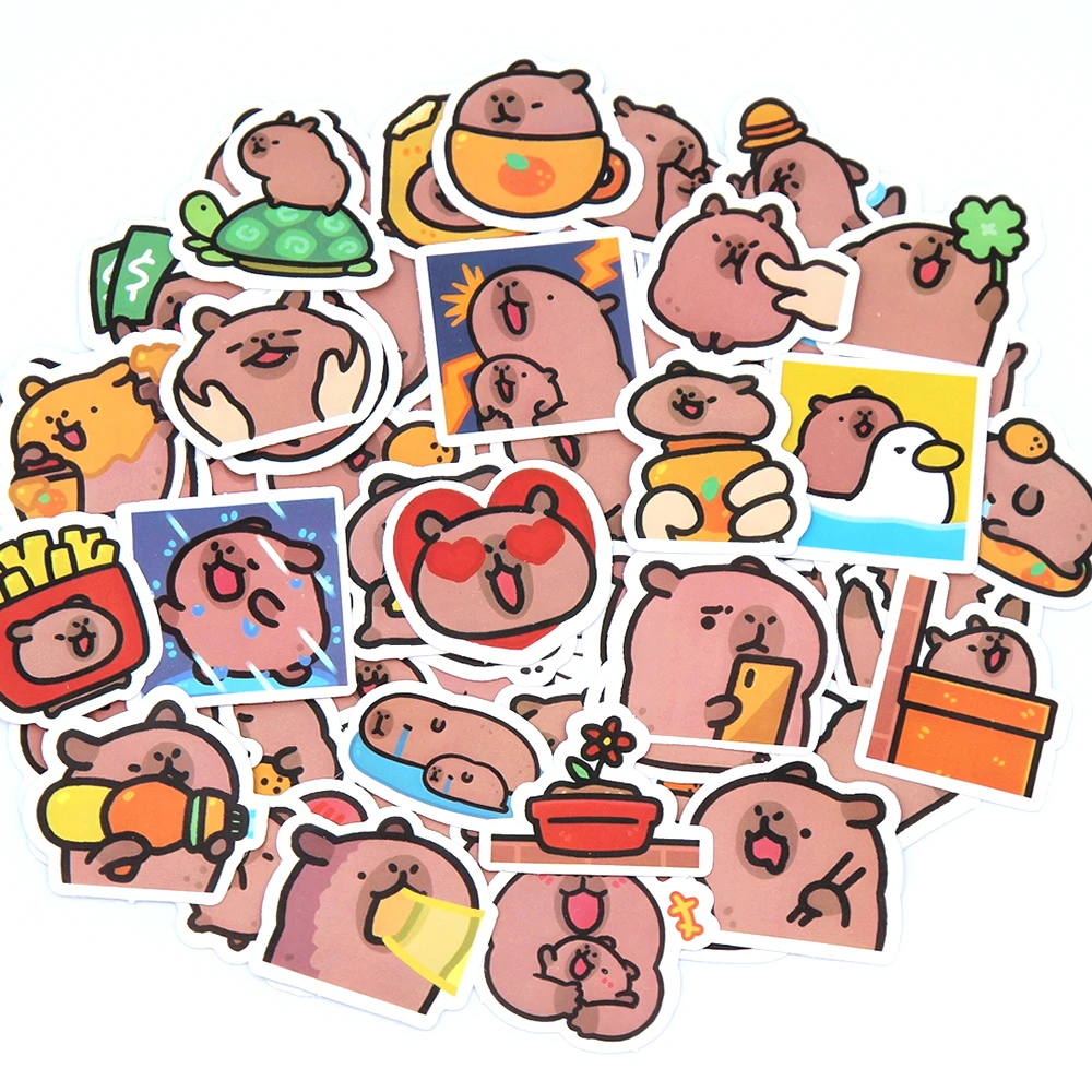 10/50/100pcs Capybaras Stickers Cartoon Cute Decals Toy Stationery Guitar Phone Bicycle Laptop Luggage Car Graffiti Kids Sticker