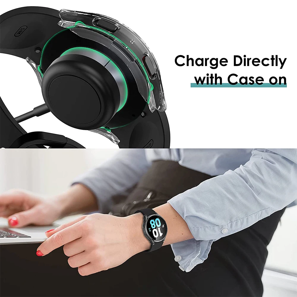 Tempered Glass+ PC Cover for Samsung Galaxy Watch 9 8 7 4 5 6 44mm 40mm All Coverage Protector Bumper Case Watch Accessories