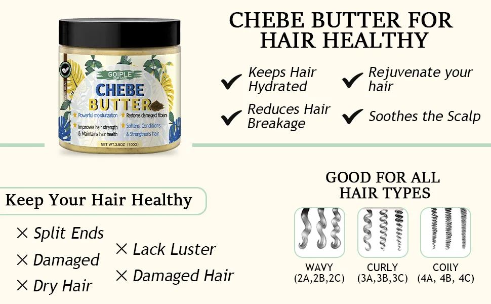 GOIPLE Chebe Hair Care Products Deep Nourish & Moisturize Conditioner Smoothing Anti-loss Breakage Hair Oil or Butter or Powder