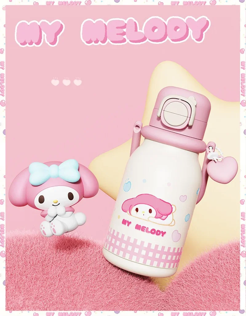 X&W640ML Stainless Steel Kawaii Sanrio Hello Kitty Insulated Water Bottle Straw Cup Vacuum Cup Portable Outdoor Ice Bucket