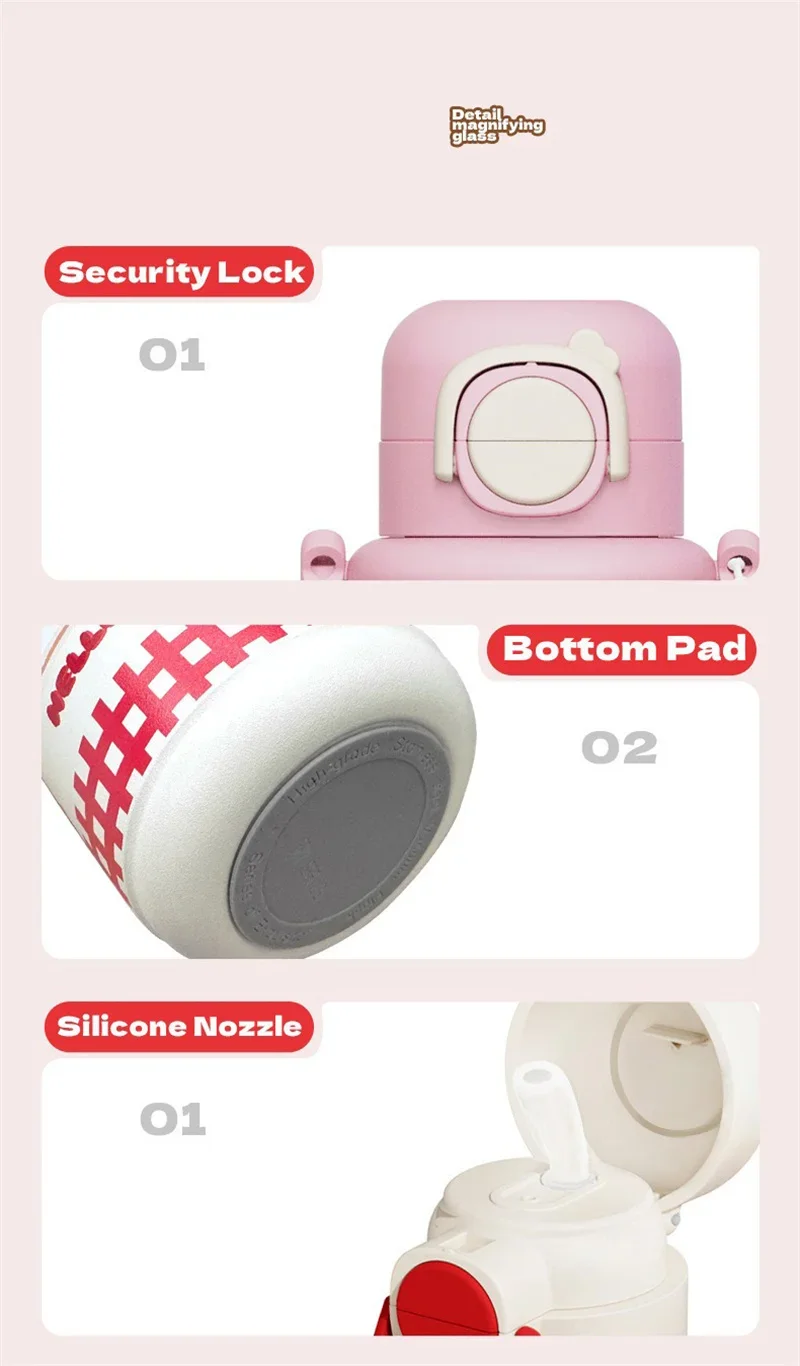 X&W640ML Stainless Steel Kawaii Sanrio Hello Kitty Insulated Water Bottle Straw Cup Vacuum Cup Portable Outdoor Ice Bucket
