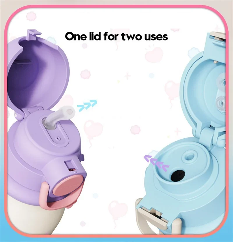 X&W640ML Stainless Steel Kawaii Sanrio Hello Kitty Insulated Water Bottle Straw Cup Vacuum Cup Portable Outdoor Ice Bucket