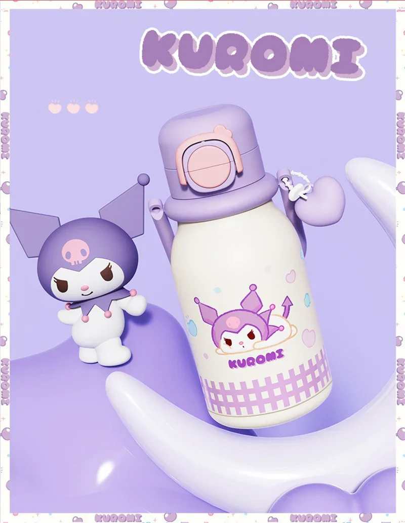 X&W640ML Stainless Steel Kawaii Sanrio Hello Kitty Insulated Water Bottle Straw Cup Vacuum Cup Portable Outdoor Ice Bucket