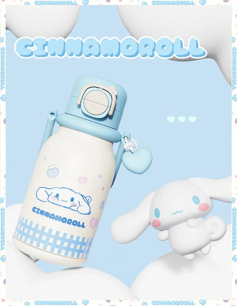 X&W640ML Stainless Steel Kawaii Sanrio Hello Kitty Insulated Water Bottle Straw Cup Vacuum Cup Portable Outdoor Ice Bucket