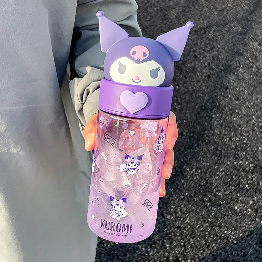 500ml Kawaii Sanrio Dolls Transparent Cup Cartoon Hello Kitty Kuromi Cinnamoroll Melody Plastic Water Bottle Gifts