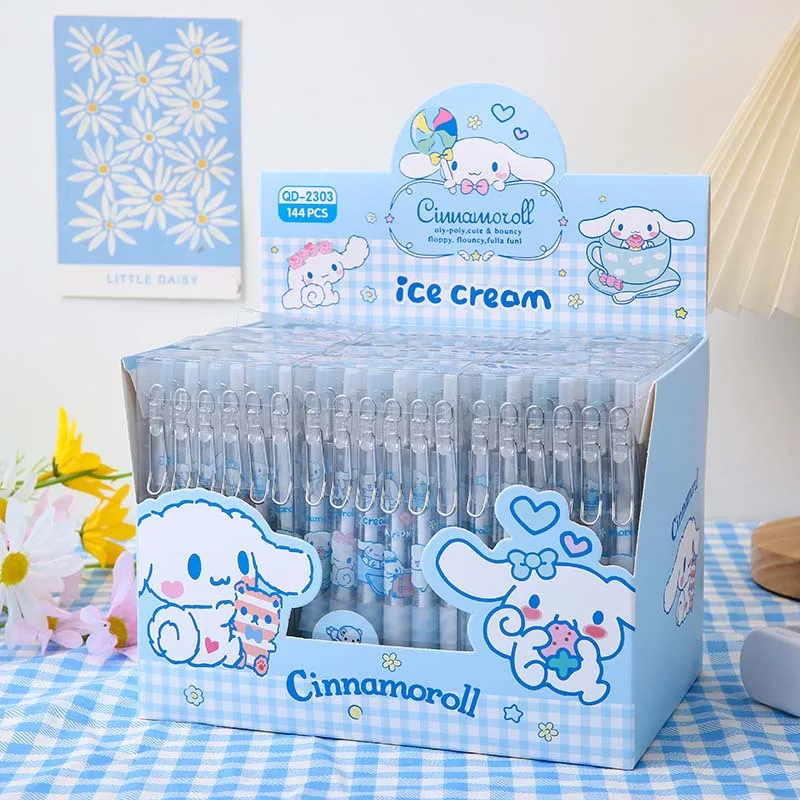 6-12Pcs Genuine Sanrio Series  0.5MM Gel Pens Kawaii Cinnamoroll Kuromi Black Pen Student Stationery Supplies School Gifts