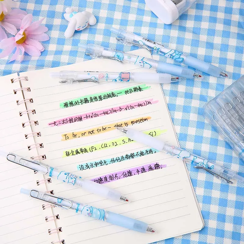 6-12Pcs Genuine Sanrio Series  0.5MM Gel Pens Kawaii Cinnamoroll Kuromi Black Pen Student Stationery Supplies School Gifts