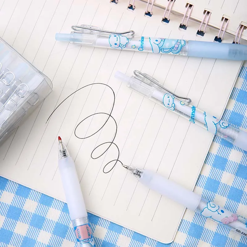 6-12Pcs Genuine Sanrio Series  0.5MM Gel Pens Kawaii Cinnamoroll Kuromi Black Pen Student Stationery Supplies School Gifts
