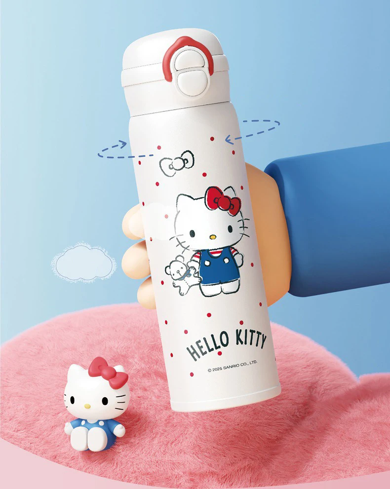 X&W Sanrio 500mL Vacuum Cup Insulated Coffee Mug Kuromi Thermos Cup 316 Stainless Steel Double Drinking Straw Cup Water Bottles