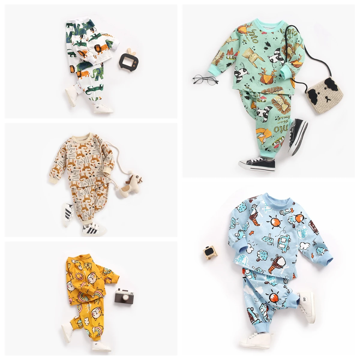Sanlutoz Newborn Baby Boys Girls Clothing Sets Cotton Long Sleeve Tops + Pants 2Pcs Pajamas