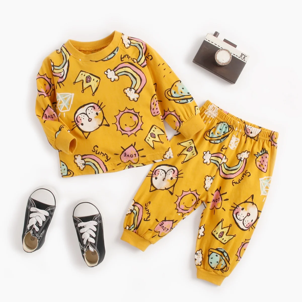Sanlutoz Newborn Baby Boys Girls Clothing Sets Cotton Long Sleeve Tops + Pants 2Pcs Pajamas