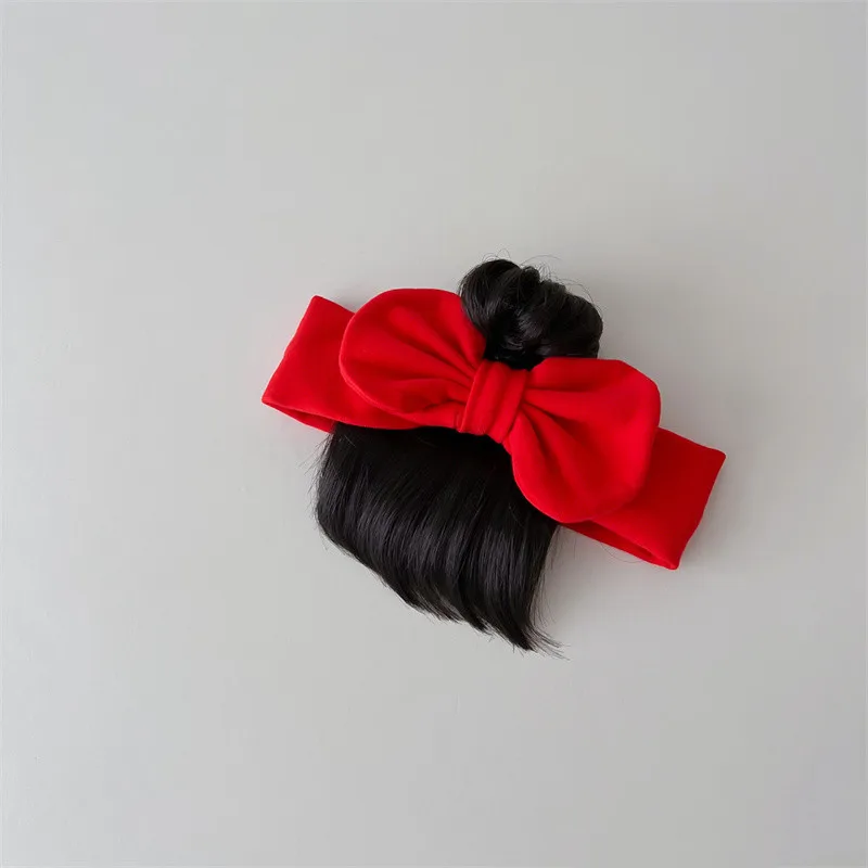 New Year Christmas Infant Baby Girl Hair Accessories Wig Hat 0-1Y Newborn Children Kids Girls Bow Cosplay Headbands Headwear