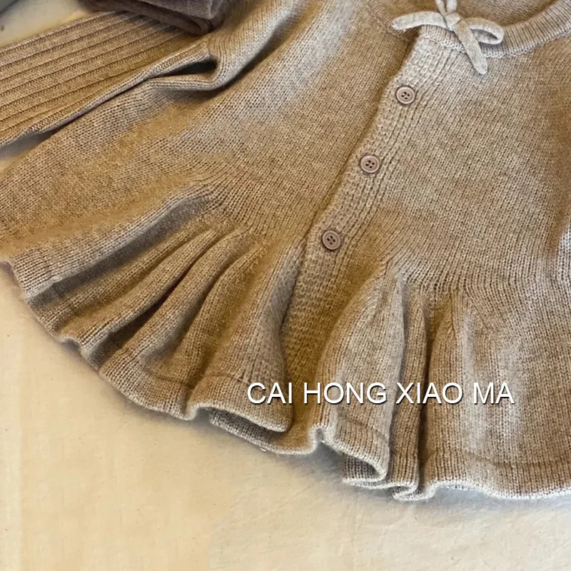 Children Clothes Girl's Knitted Sweater Autumn 2026 New Girls Knitted Cardigan Single-breasted Cute Wool Sweater
