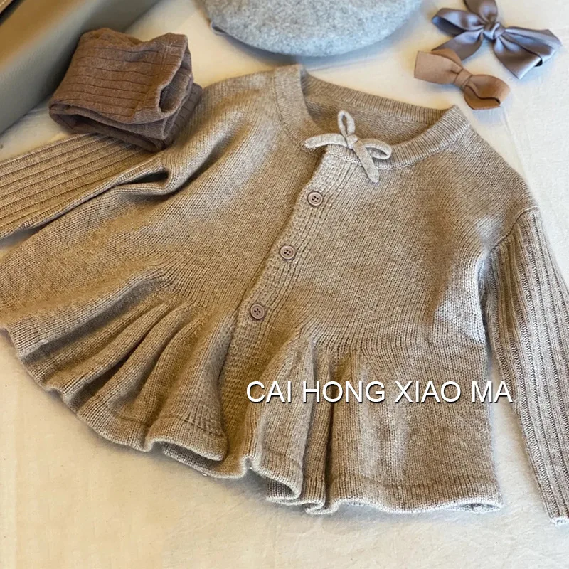 Children Clothes Girl's Knitted Sweater Autumn 2026 New Girls Knitted Cardigan Single-breasted Cute Wool Sweater
