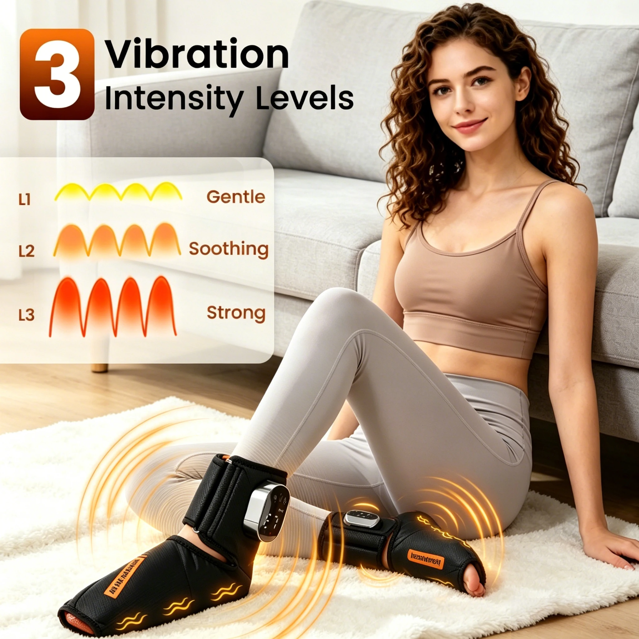 Heated Foot & Ankle Massager, Portable Air Compression Wrap with Vibration, Rechargeable, 3 Modes & 3 Intensities for Tired Feet