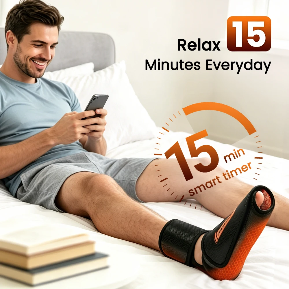 Heated Foot & Ankle Massager, Portable Air Compression Wrap with Vibration, Rechargeable, 3 Modes & 3 Intensities for Tired Feet