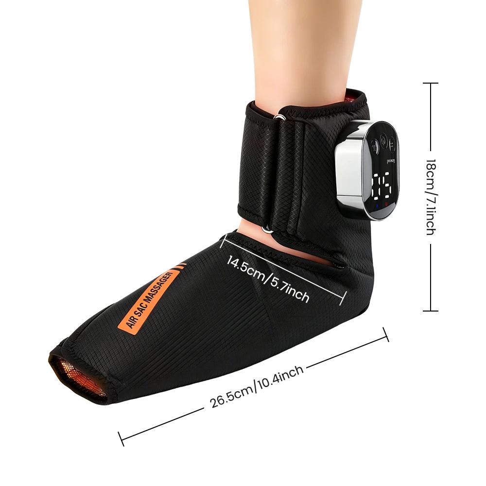 Heated Foot & Ankle Massager, Portable Air Compression Wrap with Vibration, Rechargeable, 3 Modes & 3 Intensities for Tired Feet