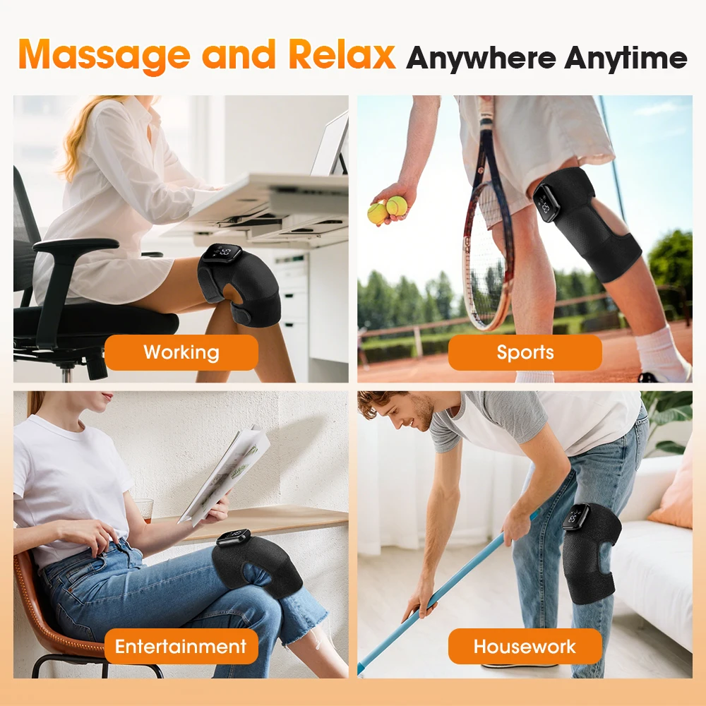 1Pcs/2Pcs Heated Knee Massager, Thermal Knee Support Wrap, 3 Level Adjustable Vibration Heating Pad ,Knee Relaxation Leg Warmer