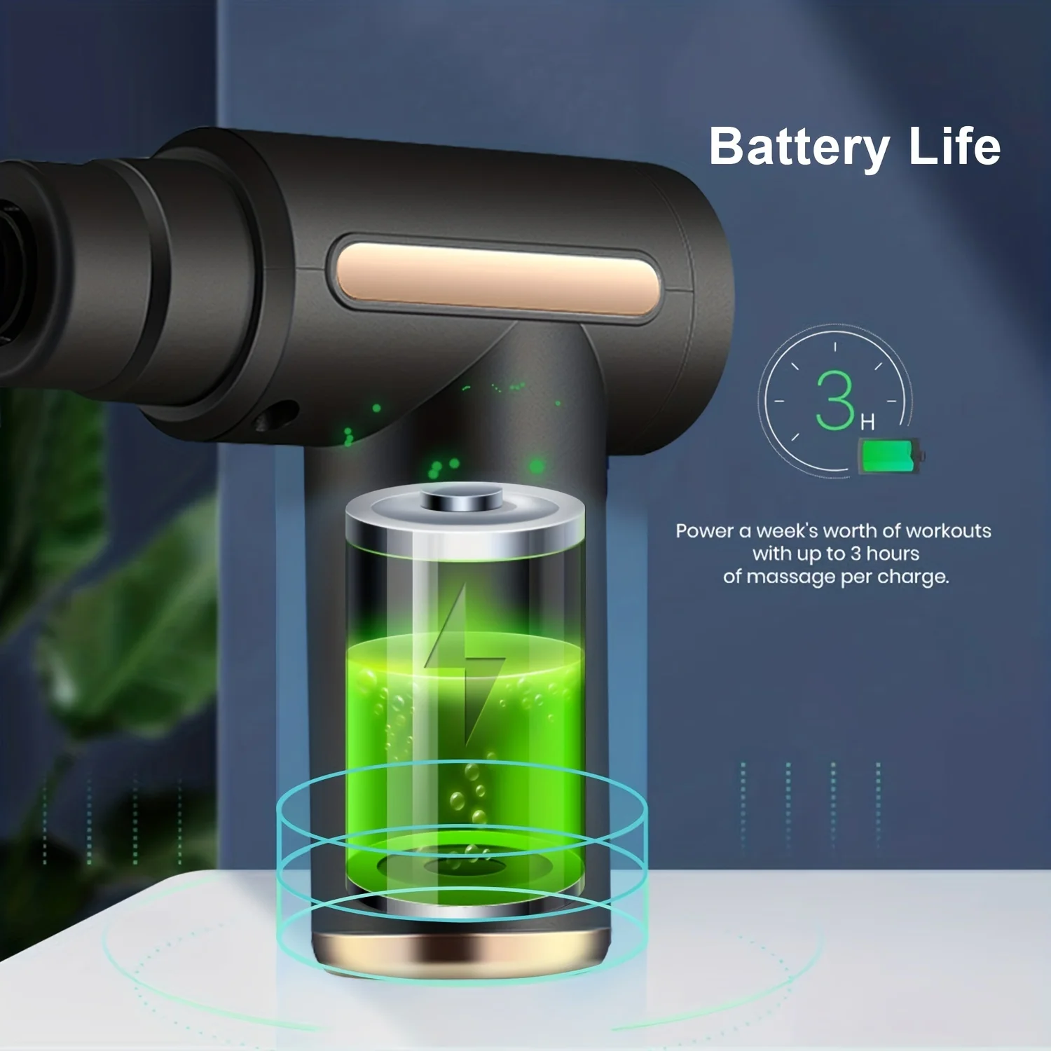 Portable Fascial Massage Gun Electric Percussion Pistol Massager Body Relaxation With LED Touch Screen 4Replaceable Massage Head