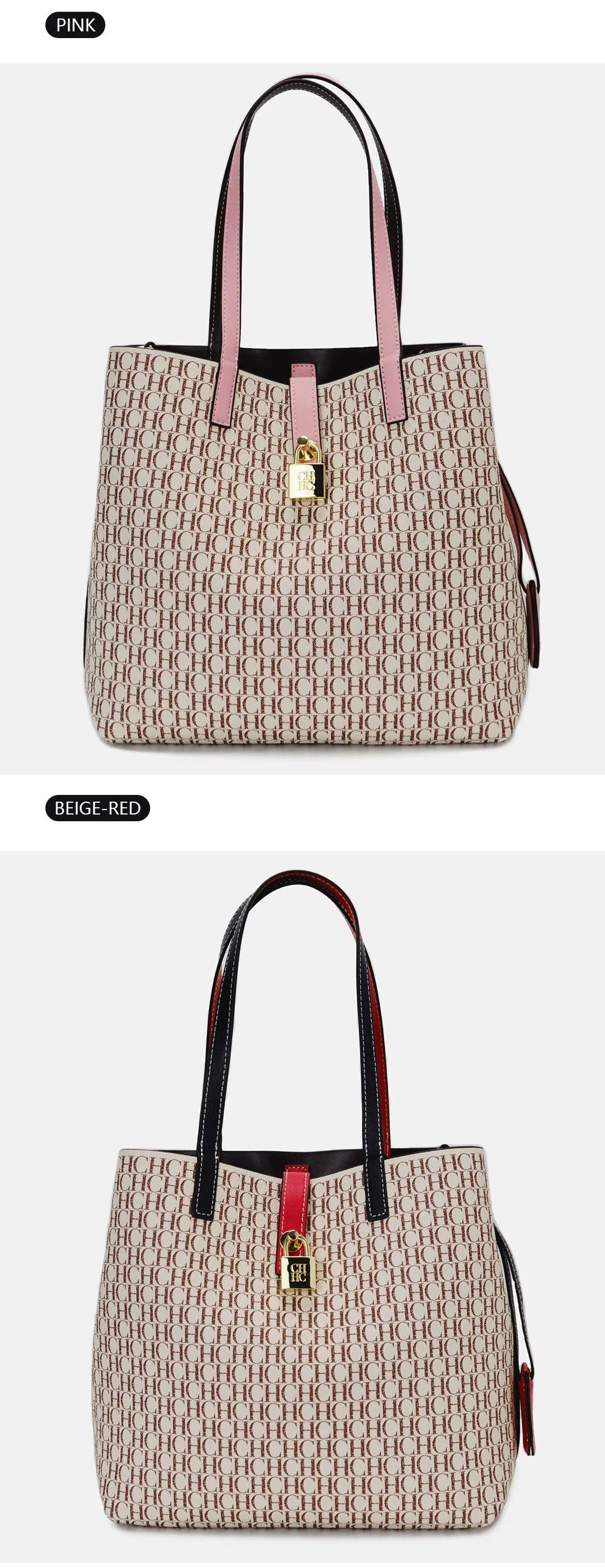 CH Women Tote Bag Luxury Handbag 2026 New Fashion Monogram Print Large Capacity Crossbody Shoulder Bag Ladies Commuter Purse