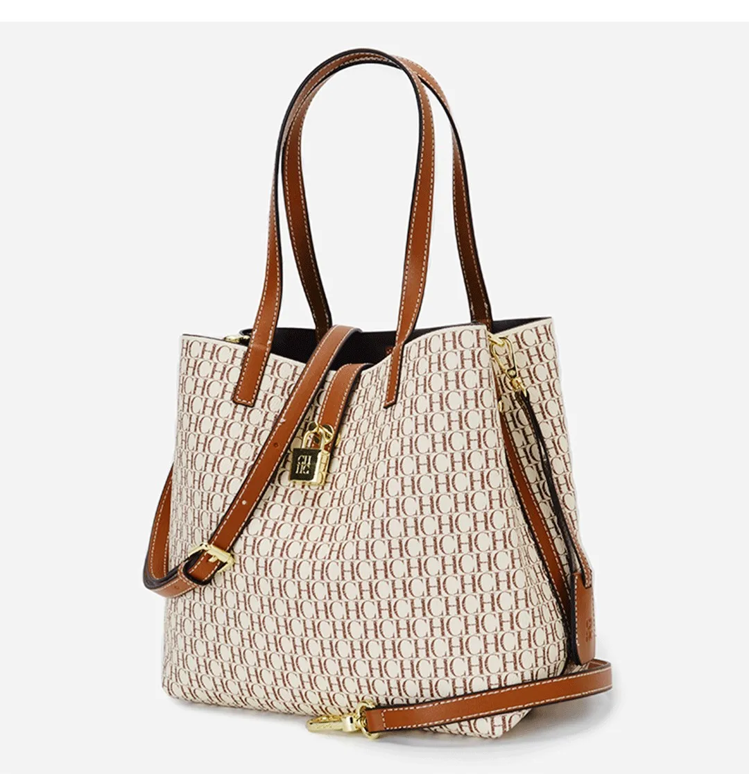 CH Women Tote Bag Luxury Handbag 2026 New Fashion Monogram Print Large Capacity Crossbody Shoulder Bag Ladies Commuter Purse