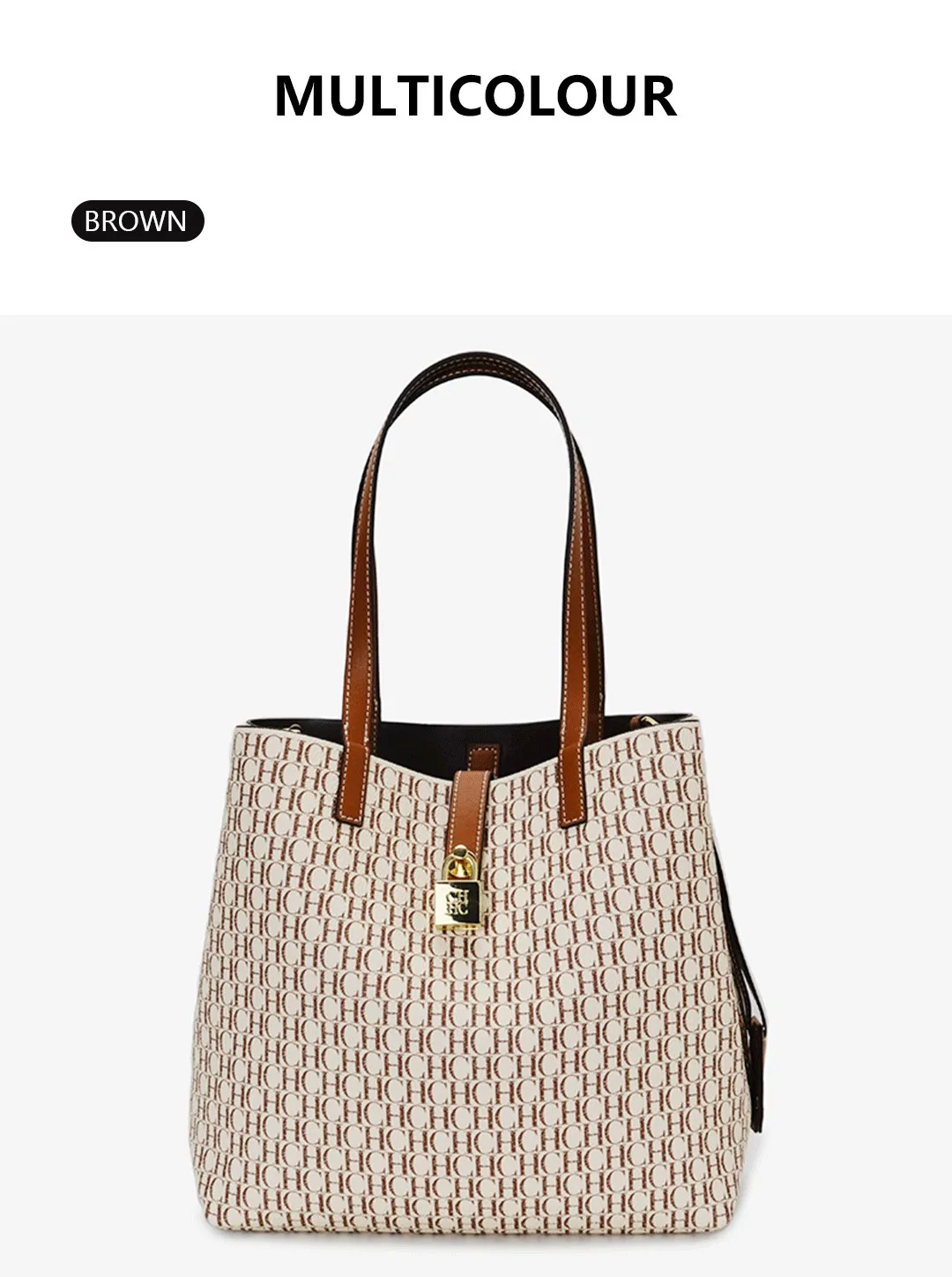 CH Women Tote Bag Luxury Handbag 2026 New Fashion Monogram Print Large Capacity Crossbody Shoulder Bag Ladies Commuter Purse