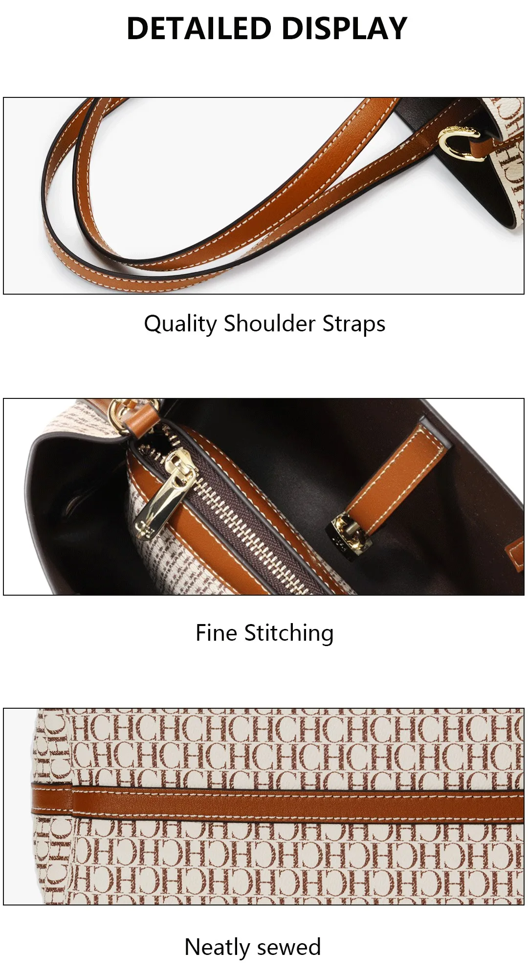 CH Women Tote Bag Luxury Handbag 2026 New Fashion Monogram Print Large Capacity Crossbody Shoulder Bag Ladies Commuter Purse
