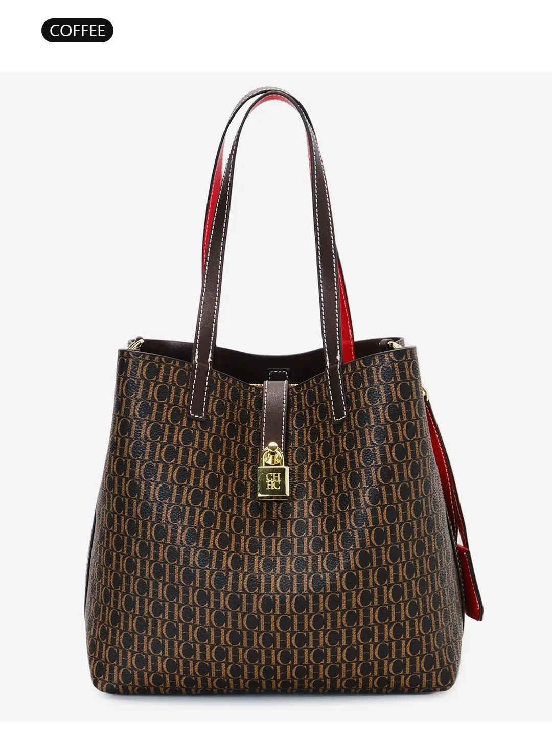 CH Women Tote Bag Luxury Handbag 2026 New Fashion Monogram Print Large Capacity Crossbody Shoulder Bag Ladies Commuter Purse