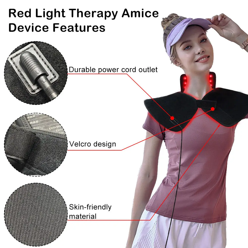 New Red Light Shoulder&Nape Physiotherapy Wearable Pad 660nm&850nm Infrared Light Therapy for Back Shoulder Neck Pain Relief