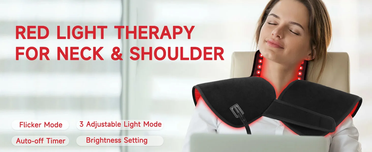 New Red Light Shoulder&Nape Physiotherapy Wearable Pad 660nm&850nm Infrared Light Therapy for Back Shoulder Neck Pain Relief