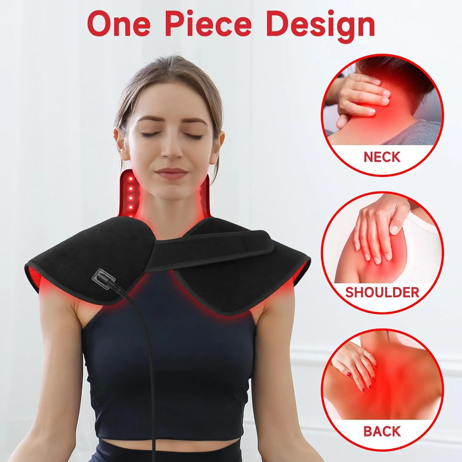 New Red Light Shoulder&Nape Physiotherapy Wearable Pad 660nm&850nm Infrared Light Therapy for Back Shoulder Neck Pain Relief