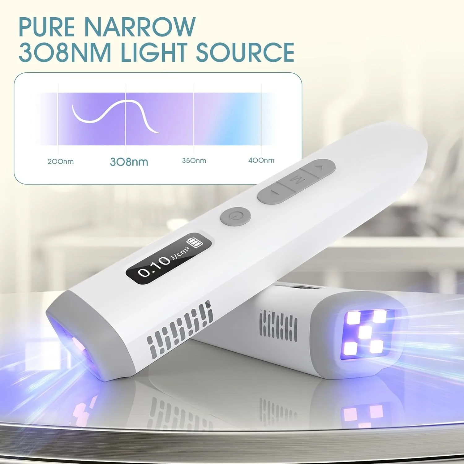 Ultraviolet Vitiligo Lamp Home Use 308nm UVB Lamp Vitiligo Phototherapy Light Therapy for Psoriasis Spots Eczema Skin Disease