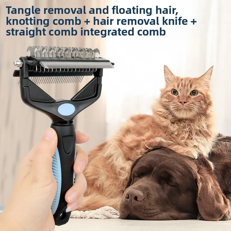 3‑In‑1 Pet Deshedding Brush, Dog Cat Fur Remover Knot Cutter Comb, Multifunctional Puppy Grooming Shedding Brush Pet Hair Care S