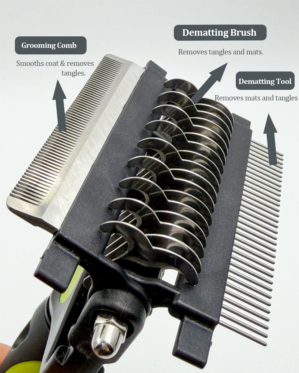 Dog Hair Removal Comb 3 in 1 Professional Dog Brush Pet Grooming Undercoat Rake Fur Knot Cutter Shedding Supplies for Puppy Cat