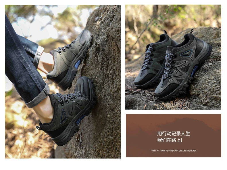 New Mens Hiking Shoes Breathable Lace Up Trekking Male Light Cushioning Outdoor Climbing Tourism Sneakers for Men Trekking Shoe