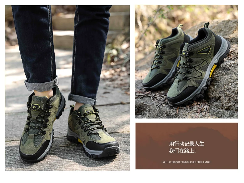 New Mens Hiking Shoes Breathable Lace Up Trekking Male Light Cushioning Outdoor Climbing Tourism Sneakers for Men Trekking Shoe