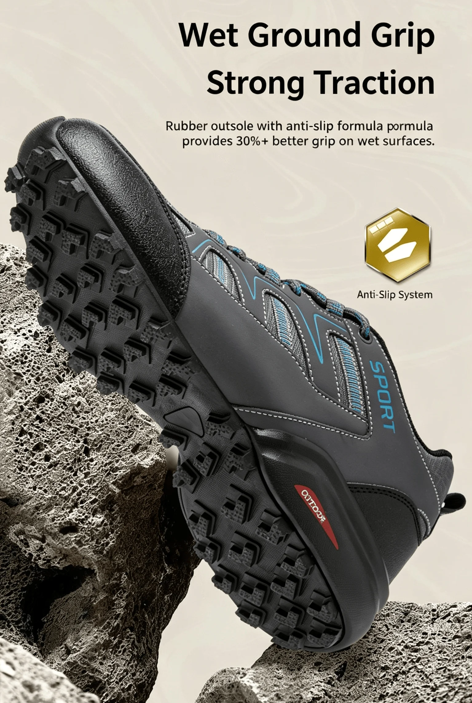 Men's Casual Shoes,Anti-Collision Toe Hiking Sports Shoes,Breathable And Non-Slip,All-terrain Camping Mountain Walking Shoes